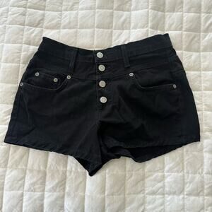 Judy Blue Shorts Womens 5 Black Button Fly Canvas Shirt Shorts Classic Casual